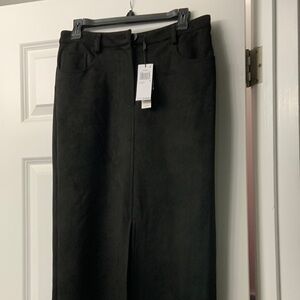 Tahari Black A-Line Skirt. Faux light suede like   33 inches in length.